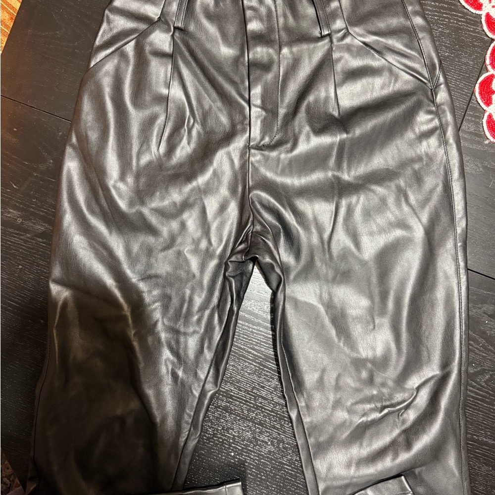 Lucy Paris Black Faux Leather Pants